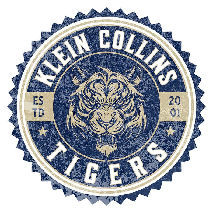 Close-up of Klein Collins High School Tigers Unisex 3/4 Sleeve Raglan T-shirt 207