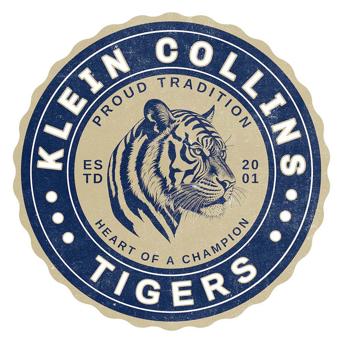 Close-up of Klein Collins High School Tigers Unisex 3/4 Sleeve Raglan T-shirt 209