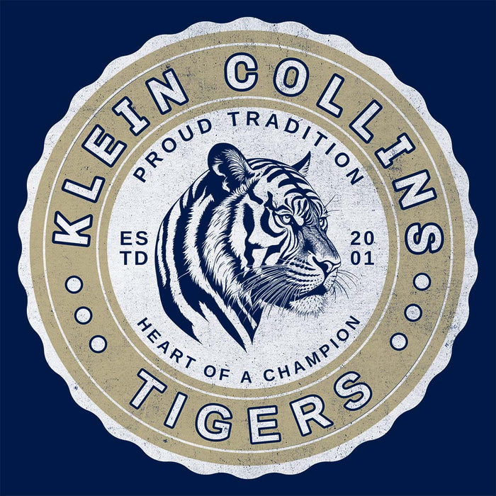 Close-up of Klein Collins High School Tigers Navy Classic Unisex Hoodie 209