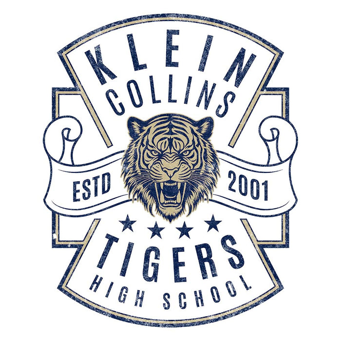 Close-up of Klein Collins High School Tigers Unisex 3/4 Sleeve Raglan T-shirt 210