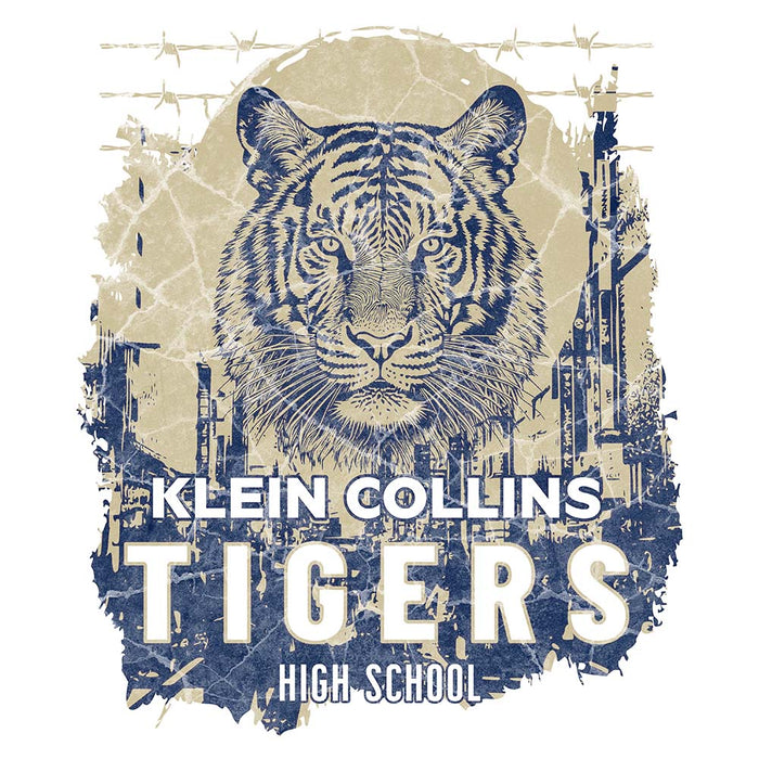 Close-up of Klein Collins High School Tigers Unisex 3/4 Sleeve Raglan T-shirt 211