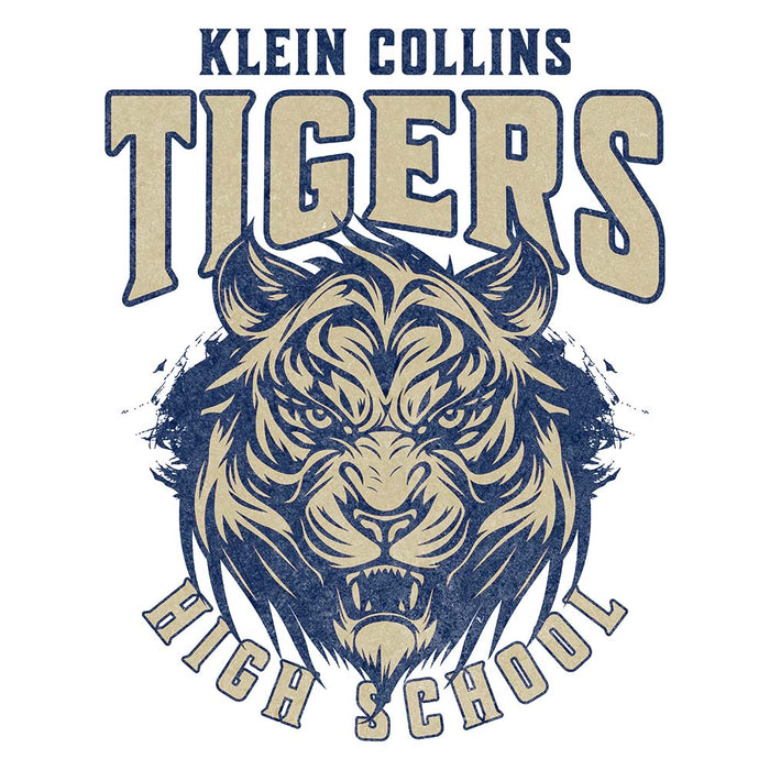 Close-up of Klein Collins High School Tigers Unisex 3/4 Sleeve Raglan T-shirt 212