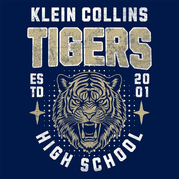 Close-up of Klein Collins High School Tigers Navy Classic Unisex Hoodie 213