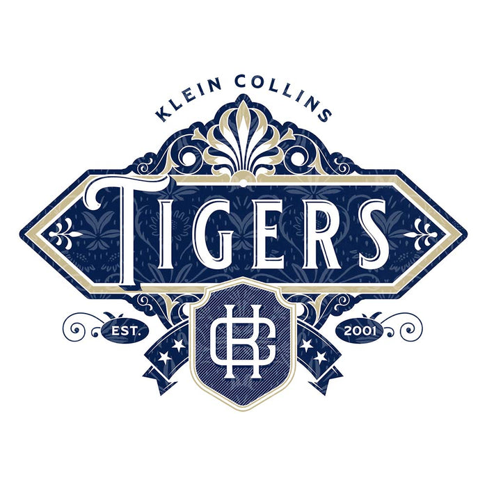 Close-up of Klein Collins High School Tigers Unisex 3/4 Sleeve Raglan T-shirt 214