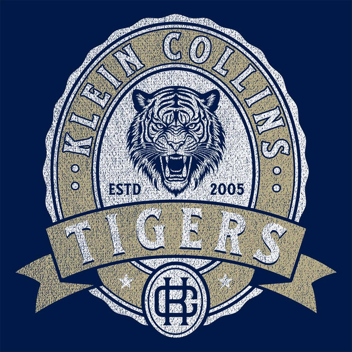 Close-up of Klein Collins High School Tigers Premium Navy T-shirt 215