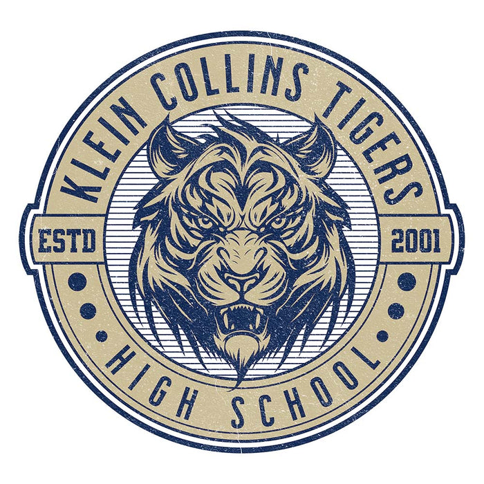 Close-up of Klein Collins High School Tigers Unisex 3/4 Sleeve Raglan T-shirt 217