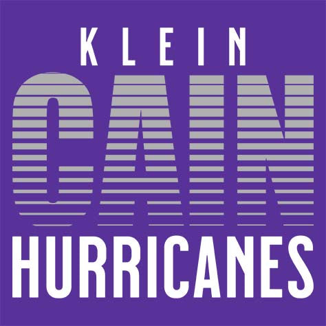 Close-up of Klein Cain High School Hurricanes Purple Women's T-shirt 24