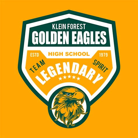 Close-up of Klein Forest Golden Eagles Classic Unisex Gold T-shirt 14