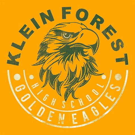 Close-up of Klein Forest Golden Eagles Classic Unisex Gold T-shirt 19