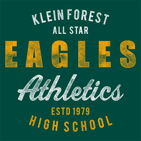 Close-up of Klein Forest High School Premium Forest Green Unisex T-shirt 34