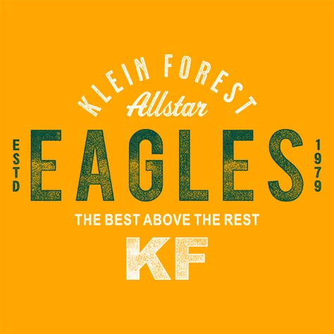 Close-up of Klein Forest Golden Eagles Classic Unisex Gold T-shirt 40