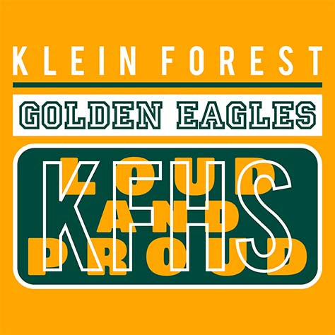 Close-up of Klein Forest Golden Eagles Classic Unisex Gold T-shirt 86