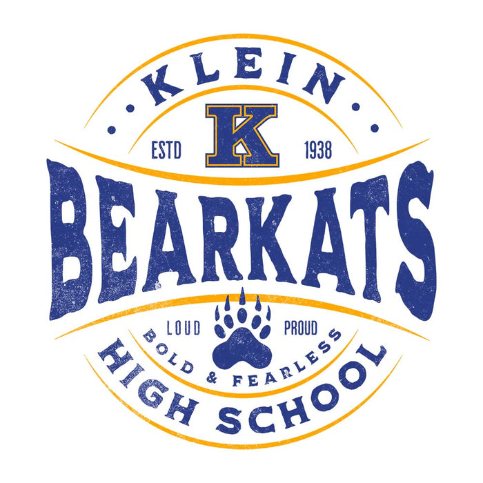 Close-up of Klein High School Bearkats Unisex 3/4 Sleeve Raglan T-shirt 201