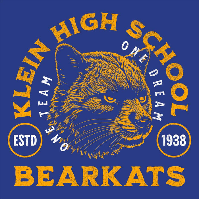 Close-up of Klein High School Bearkats Premium Royal Unisex Hoodie 208