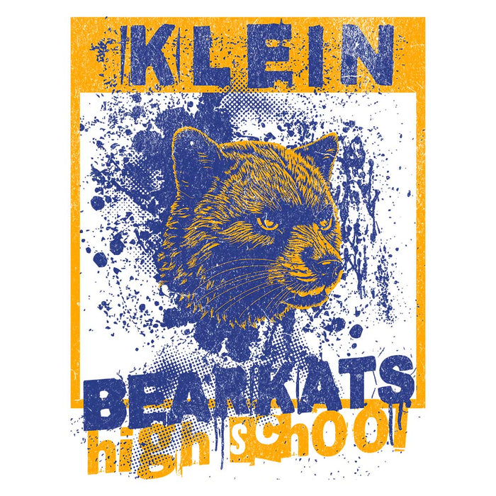 Close-up of Klein High School Bearkats Unisex 3/4 Sleeve Raglan T-shirt 214