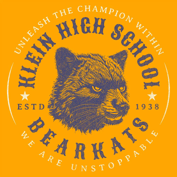 Close-up of Klein High School Bearkats Classic Unisex Gold T-shirt 218