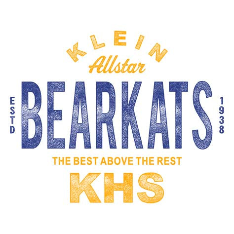 Close-up of Klein High School Bearkats Unisex 3/4 Sleeve Raglan T-shirt 40