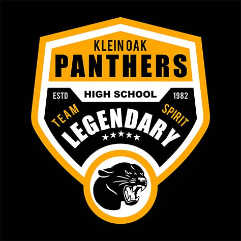 Close-up of Klein Oak High School Panthers Black Classic Unisex Hoodie 14