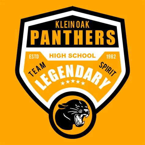 Close-up of Klein Oak High School Panthers Premium Gold Unisex T-shirt 14