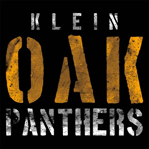 Close-up of Klein Oak High School Panthers Women's Black T-shirt 17