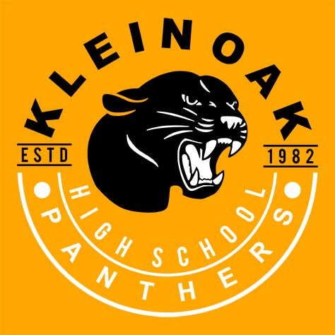 Close-up of Klein Oak High School Panthers Classic Unisex Gold T-shirt 19