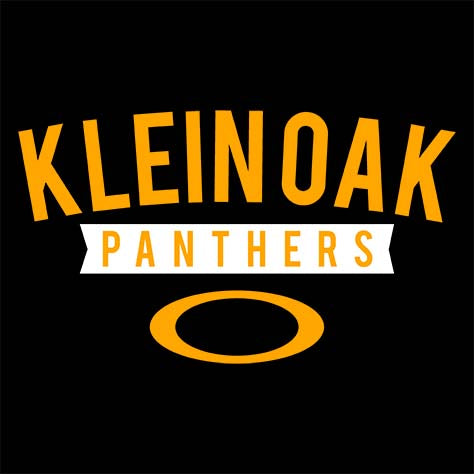 Close-up of Klein Oak High School Panthers Women's Black T-shirt 21