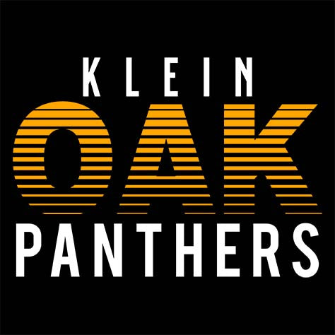 Close-up of Klein Oak High School Panthers Women's Black T-shirt 24