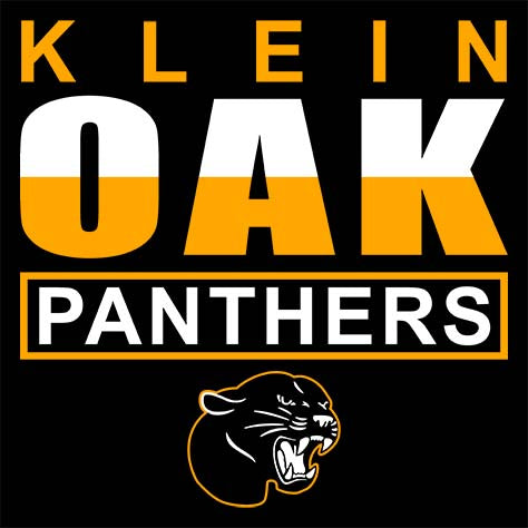 Close-up of Klein Oak High School Panthers Women's Black T-shirt 29