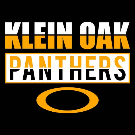 Close-up of Klein Oak High School Panthers Women's Black T-shirt 31