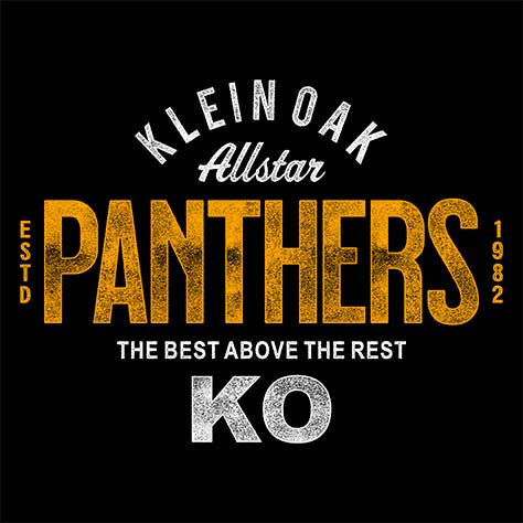 Close-up of Klein Oak High School Panthers Black Classic Unisex Hoodie 40 