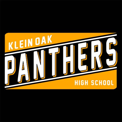 Close-up of Klein Oak High School Panthers Women's Black T-shirt 84