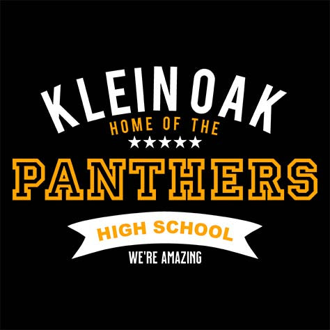 Close-up of Klein Oak High School Panthers Premium Black Unisex T-shirt 96