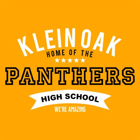 Close-up of Klein Oak High School Panthers Premium Gold Unisex T-shirt 96