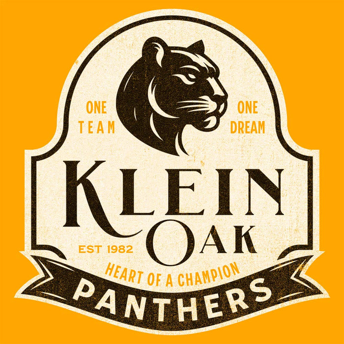 Close-up of Klein Oak High School Panthers Classic Unisex Gold T-shirt 202