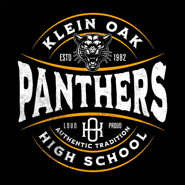 Close-up of Klein Oak High School Panthers Black Classic Unisex Hoodie 203