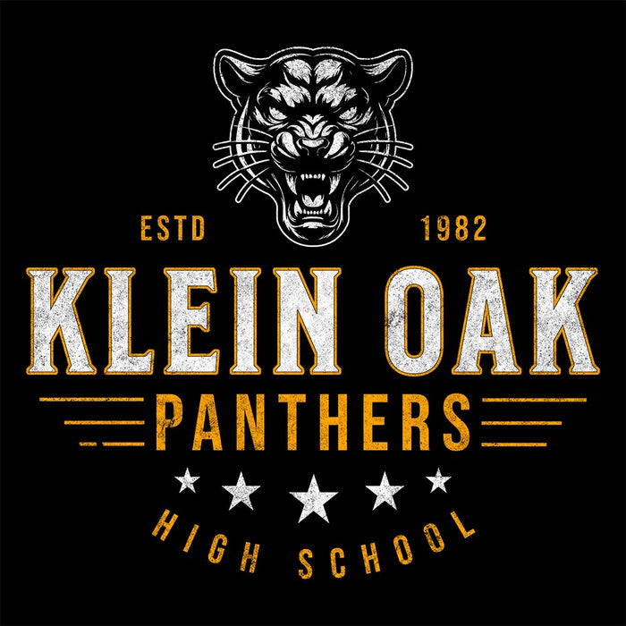 Close-up of Klein Oak High School Panthers Classic Unisex Black T-shirt 204