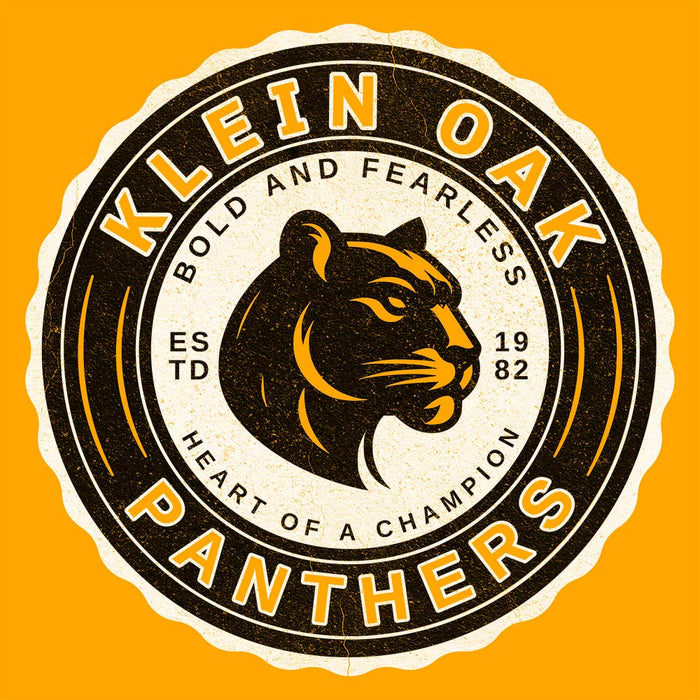 Close-up of Klein Oak High School Panthers Classic Unisex Gold T-shirt 205