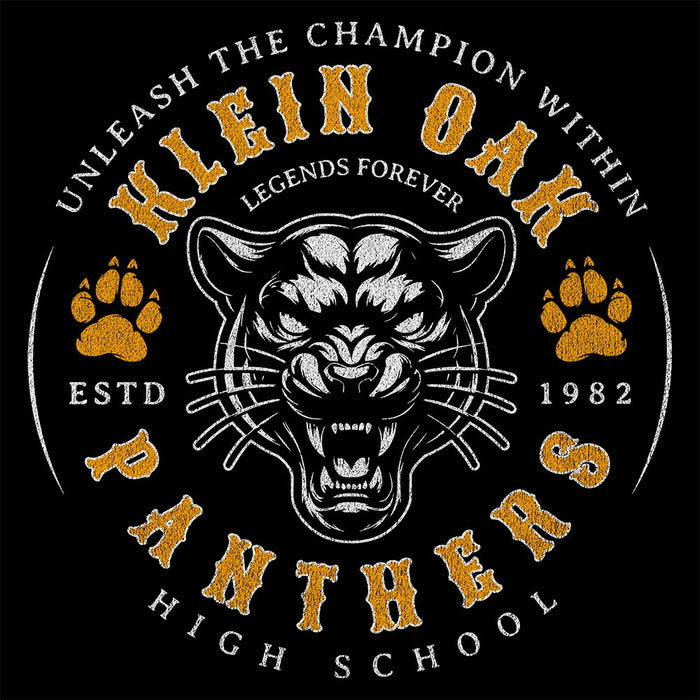 Close-up of Klein Oak High School Panthers Premium Black Hoodie 206