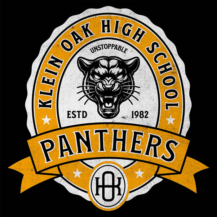 Close-up of Klein Oak High School Panthers Classic Unisex Black T-shirt 209