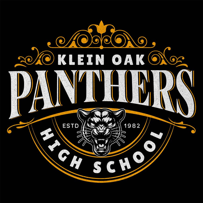 Close-up of Klein Oak High School Panthers Black Classic Unisex Hoodie 210