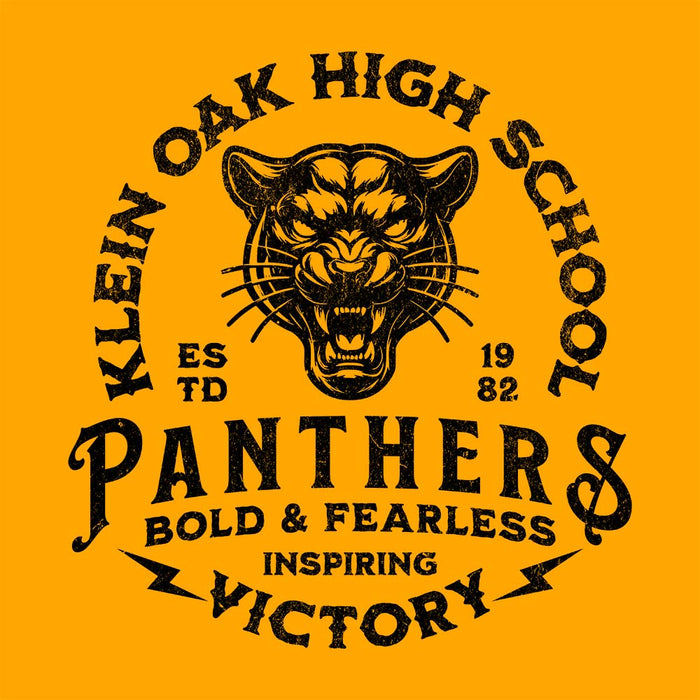 Close-up of Klein Oak High School Panthers Premium Gold Unisex T-shirt 211