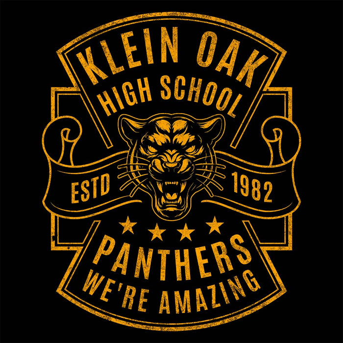 Close-up of Klein Oak High School Panthers Premium Black Unisex T-shirt 212