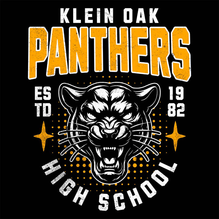 Close-up of Klein Oak High School Panthers Premium Black Unisex T-shirt 217