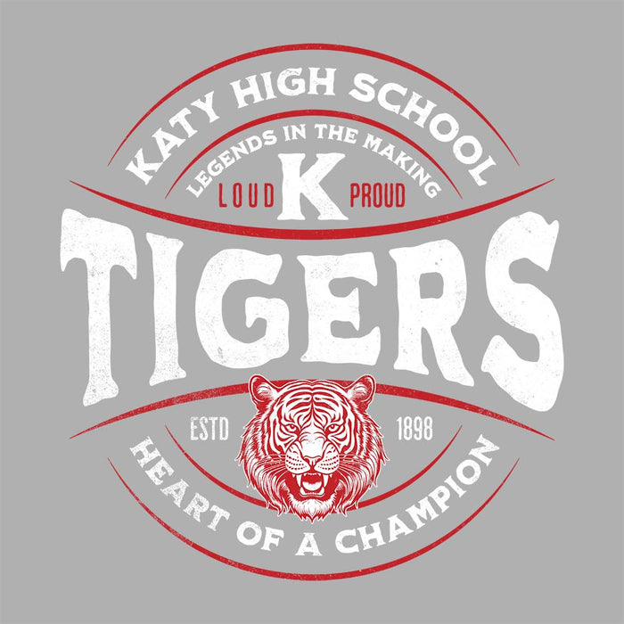 Close-up of Katy High School Tigers Carbon Grey Premium Unisex Hoodie 202