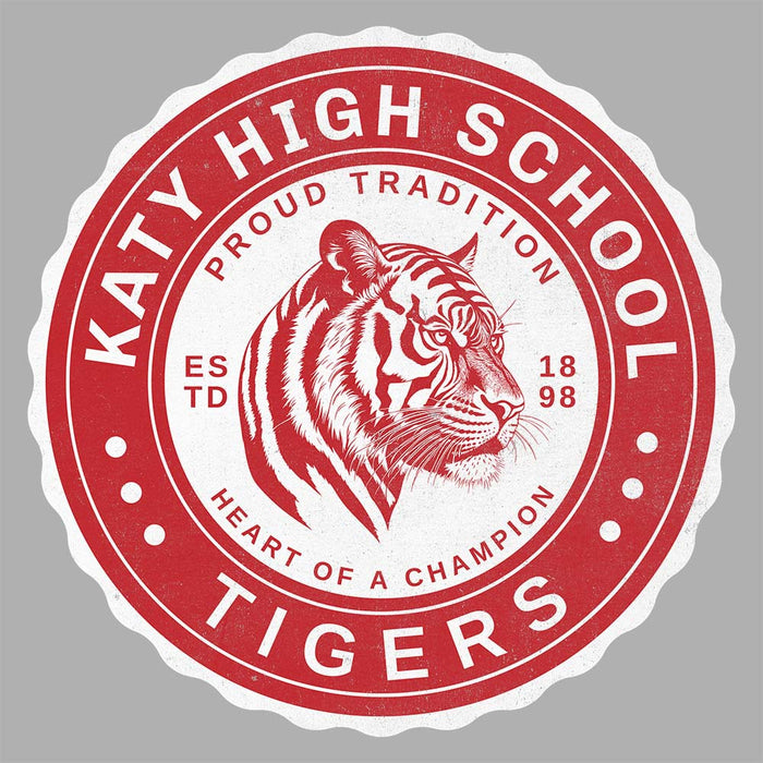 Close-up of Katy High School Tigers Unisex 3/4 sleeve Raglan T-shirt 209