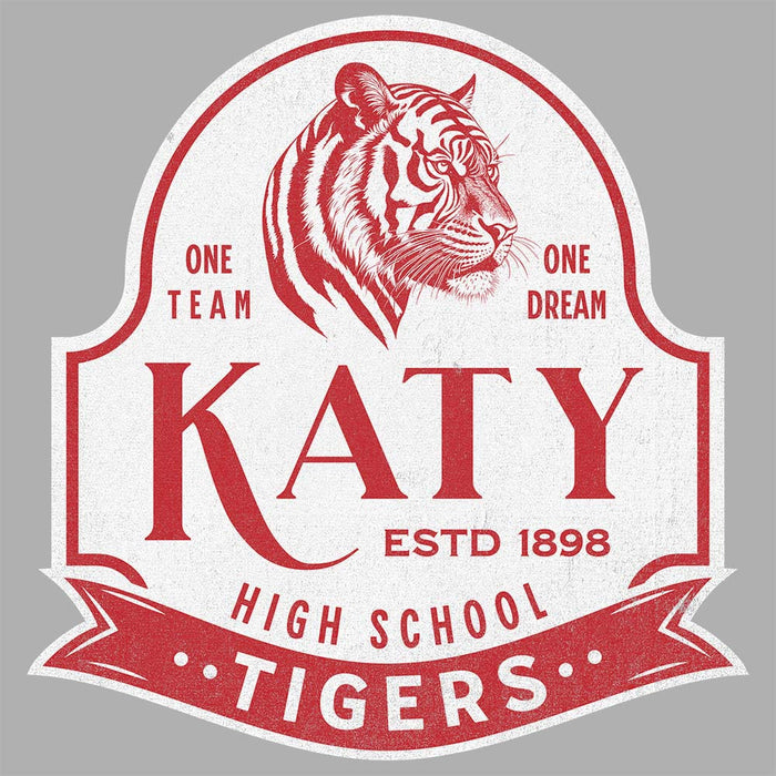 Close-up of Katy High School Tigers Unisex 3/4 sleeve Raglan T-shirt 212