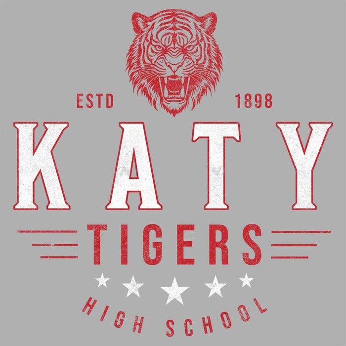 Close-up of Katy High School Tigers Carbon Grey Premium Unisex Hoodie 218