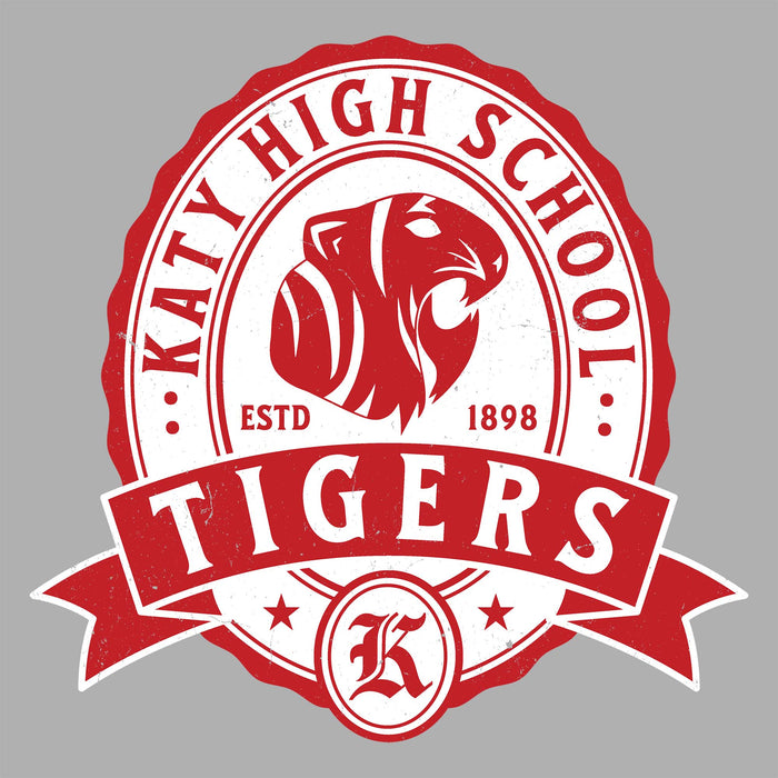 Close-up view of Katy High School Tigers Women's Relaxed Fit T-shirt 212