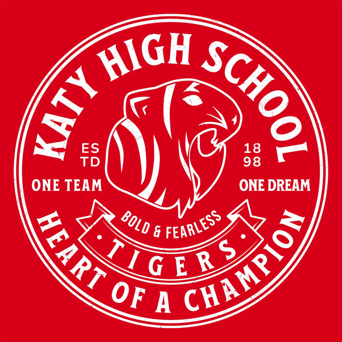 Close-up view of Katy High School Tigers Red Classic Unisex  T-shirt 215