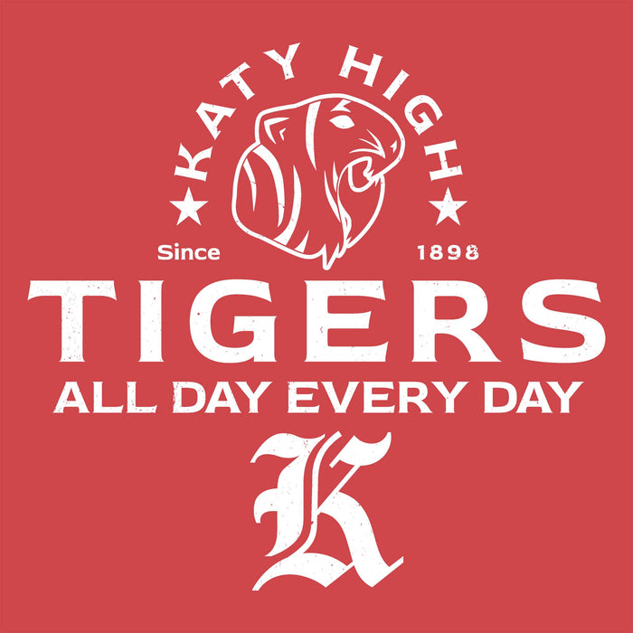 Close-up view of Katy High School Tigers Women's Relaxed Fit T-shirt 222